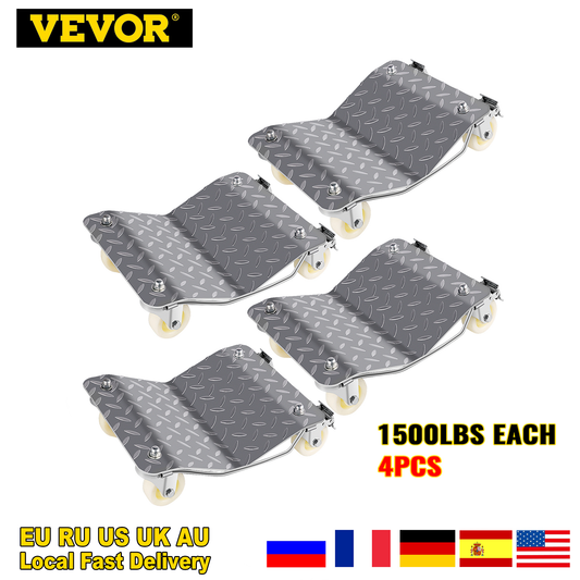 VEVOR 4 Pcs Car Tire Wheel Trolley Dollies Vehicle Moving Tire Skates with 4 Casters 1500 Lbs Weight Capacity Auto Repair Mover