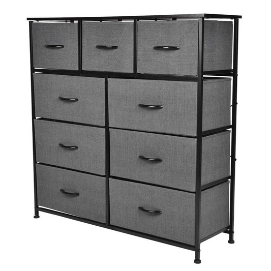 4‑Layer Cabinet with 9 Removable Fabric Drawers Storage Furniture for Bedroom Hallway Dark Grey Storage Box Home Furniture