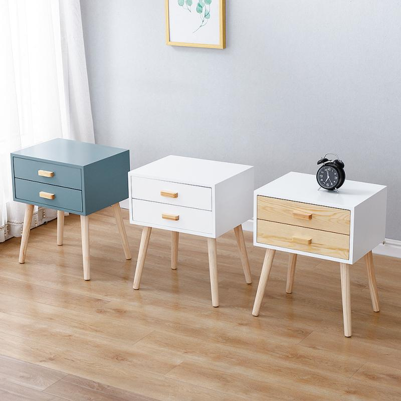 Nightstand Wooden Solid Bedside Cupboard Book Shelf Cabinet Bedroom Furniture Nightstands Makeup Dresser Table De Chevet HWC