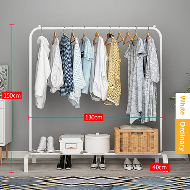 Coat Rack Garment Rack Free-Standing Clothes Hanger with Top Rod Clothes Shelves Storage Wardrobe Hanger Floor Cloth Drying Rack