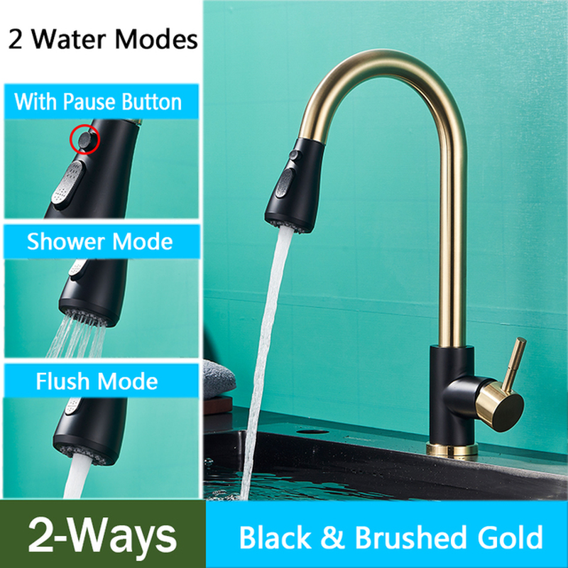 Brushed Nickel Kitchen Faucet Single Hole Pull Out Spout Kitchen Sink Mixer Tap Stream Sprayer Head Chrome/Black Mixer Tap