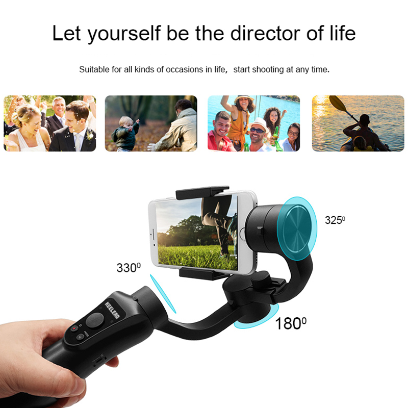 KEELEAD Original S5 3 Axis Gimbal Handheld Stabilizer for Video Record Vlog Live for Mobile Smartphone Action Camera Gopro