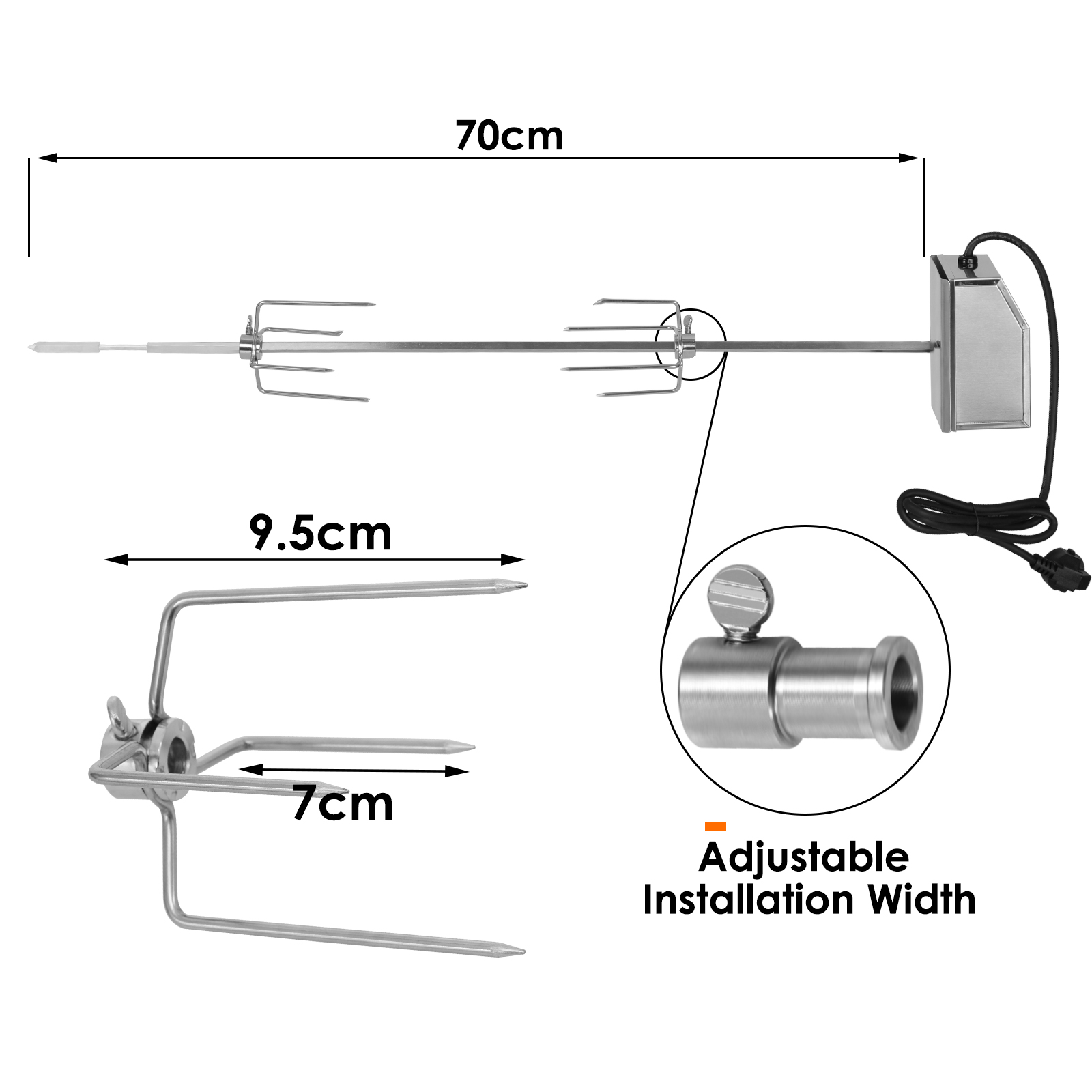 Professional Barbecue with Motor Stainless Steel Grill Skewer Set Suitable for Weber Spirit Gas Grill Spirit 200/300 Series