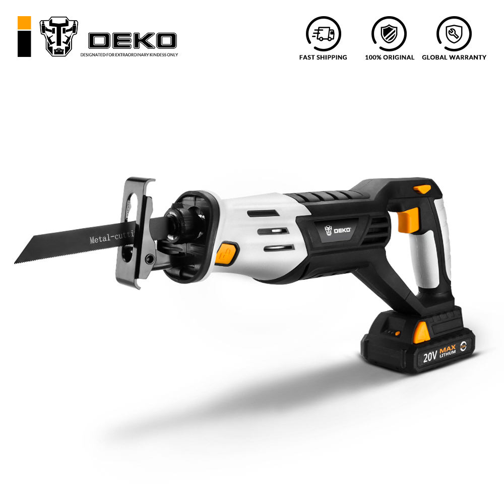 20V Cordless Reciprocating Saw Adjustable Speed Electric Saw with Battery and 4 Pieces Blades