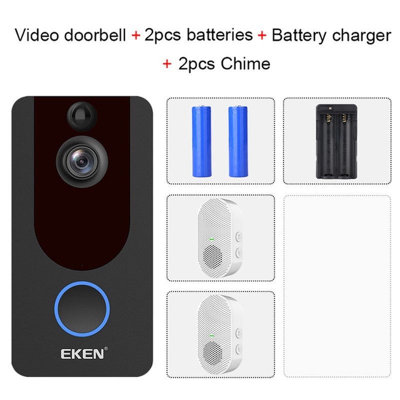 EKEN V7 HD 1080P Smart Wifi Video Doorbell Camera Visual Intercom Night Vision IP Door Bell Wireless Security Camera