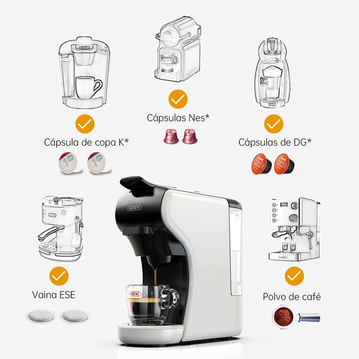 4 in 1 Multiple Capsule Coffee Maker Full Automatic with Hot & Cold Milk Foaming Machine Frother & Plastic Tray Set