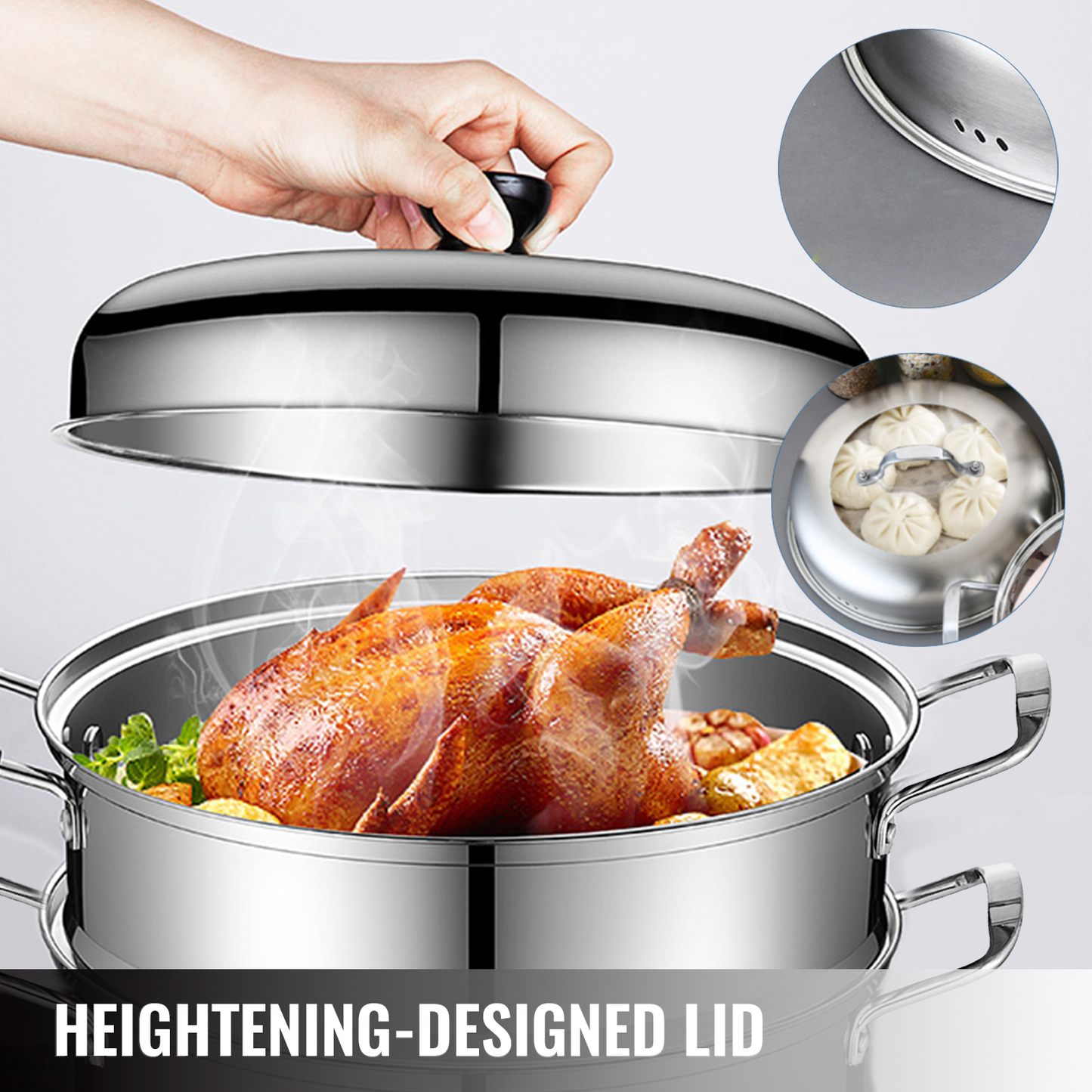 5 Layer Food Steamer 28Cm 30Cm Stainless Steel Stock Pot for Home Steaming Dumplings Vegetables Rice Cooking Steamed Dish