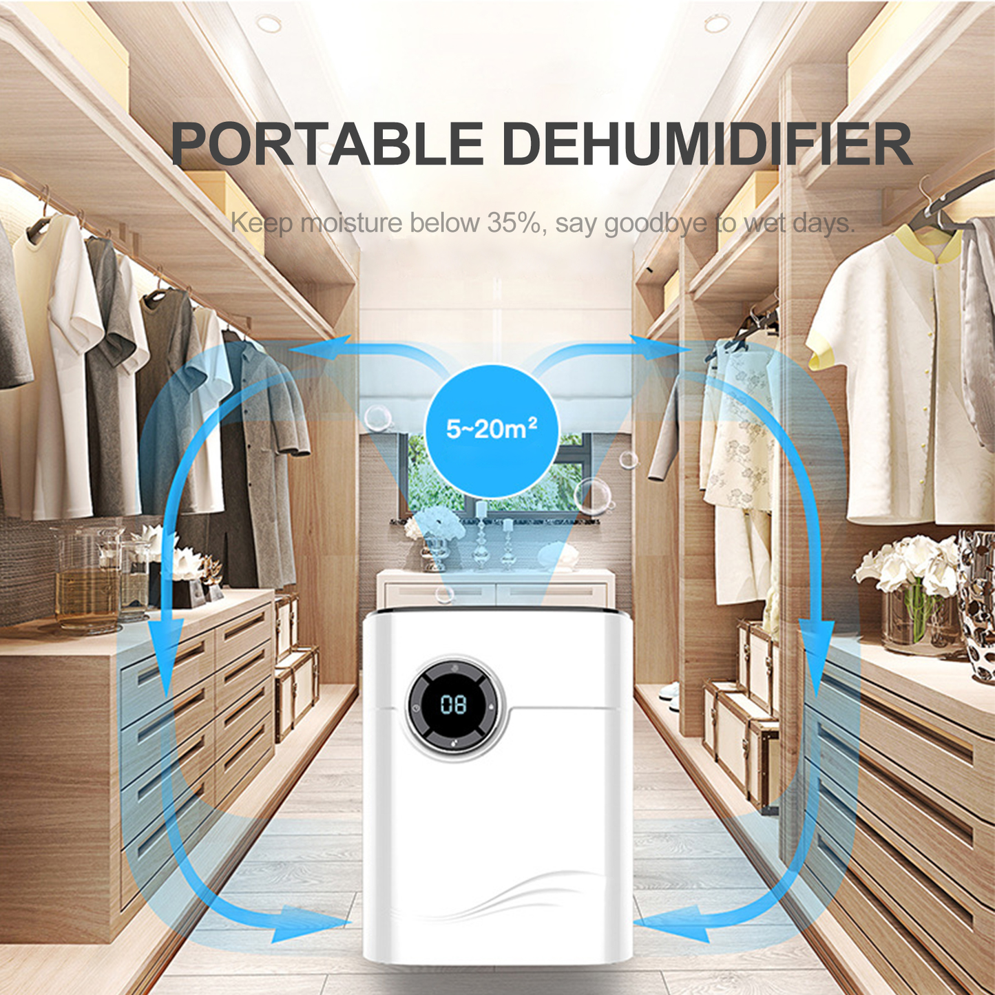 1.2L Electric Air Dehumidifier Moisture Absorber Air Purifier Low Noise Air Dryer Home Dehumidifi Deshumidificador