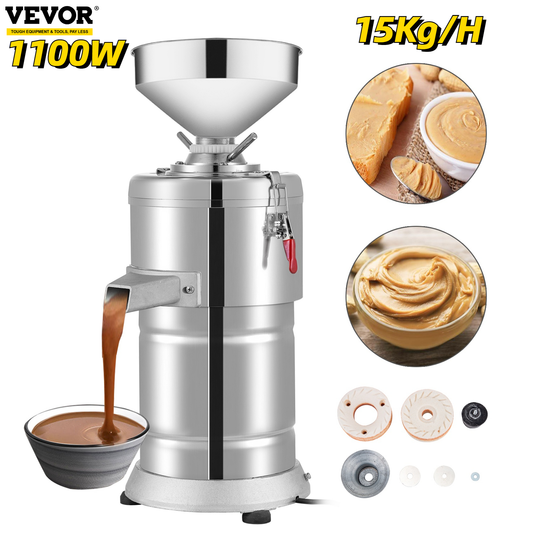 15Kg/H Peanut Butter Maker 1100W Electric Commercial Walnuts Nuts Stuff Grinding Miller Home Almond Sesame Pulping Machine