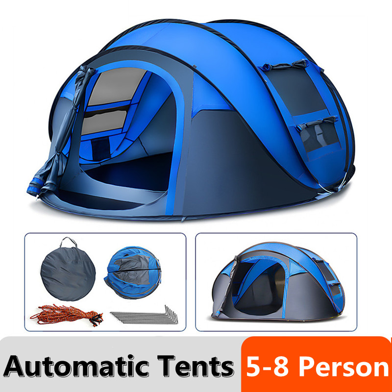 5-8 People Fully Automatic Camping Tent Windproof Waterproof Automatic Pop-Up Tent Family Outdoor Instant Setup Tent 4 Season