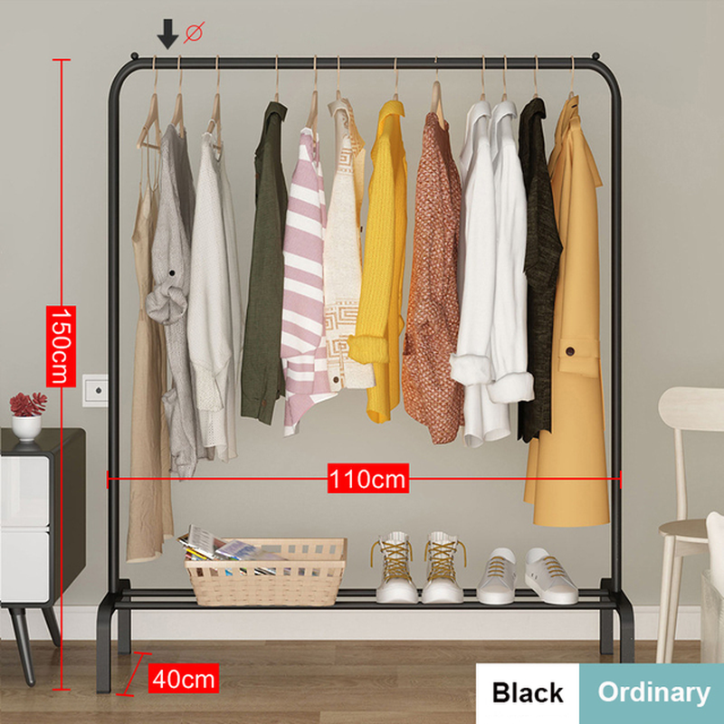 Coat Rack Garment Rack Free-Standing Clothes Hanger with Top Rod Clothes Shelves Storage Wardrobe Hanger Floor Cloth Drying Rack