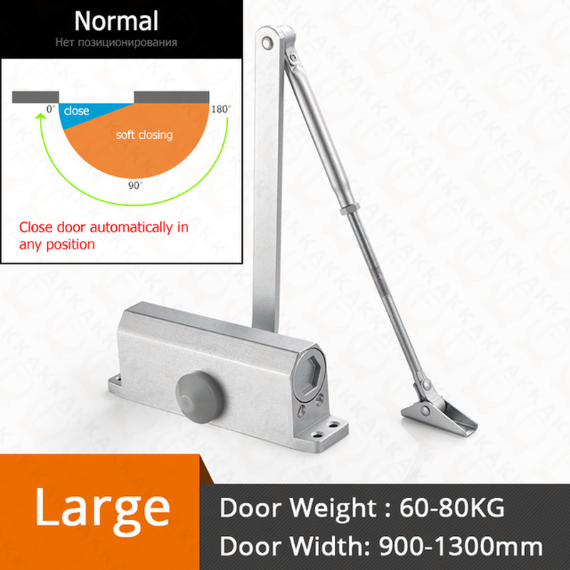 Automatic Door Closer 2 Spring Hydraulic Buffer Adjustable Door Stopper Speed Mute Closing for 25 to 80KG Door Hardware