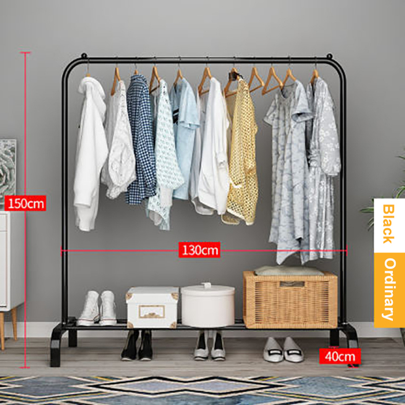 Coat Rack Garment Rack Free-Standing Clothes Hanger with Top Rod Clothes Shelves Storage Wardrobe Hanger Floor Cloth Drying Rack