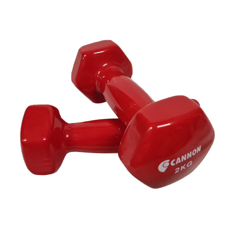 Set of Two Vinyl Weights, 1, 1.5, 2, 3, 4, 5Kg, Gym Dumbbell Set for Fitness and Muscle Training, Vinyl Hexagonal Weights, Sport Material.