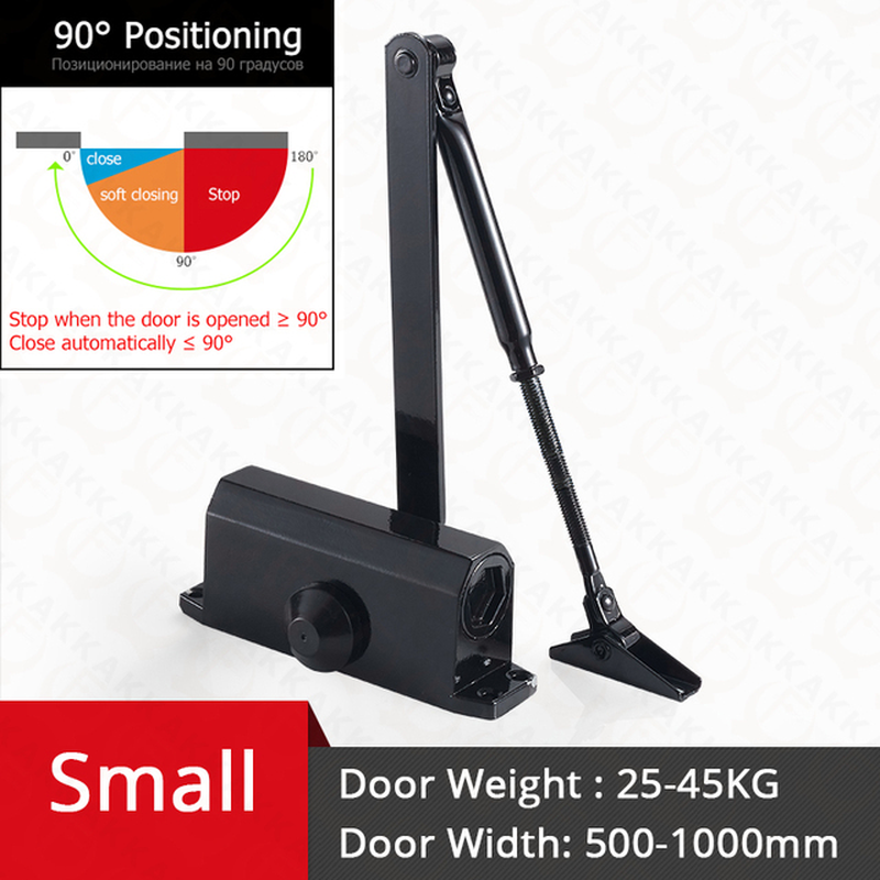 Automatic Door Closer 2 Spring Hydraulic Buffer Adjustable Door Stopper Speed Mute Closing for 25 to 80KG Door Hardware