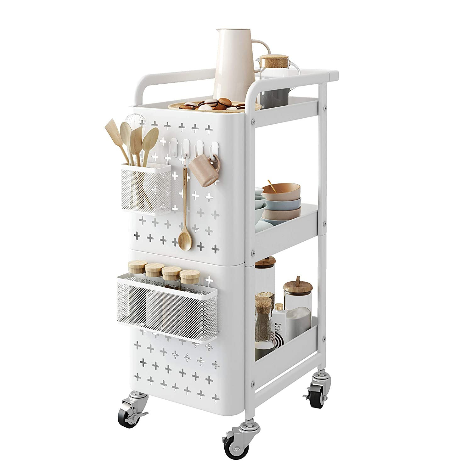 3 Tier Kitchen Storage Rack Cart Bathroom Shelves, Movable Toilet Storage Rack, Toilet, Toilet Supplies Storage Shelf