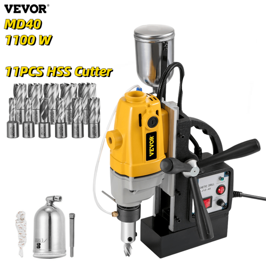 MD40 Magnetic Drill Press 40Mm for Engineering Steel Structure 1100W Height Adjustable Electric Bench Drilling Rig Machine