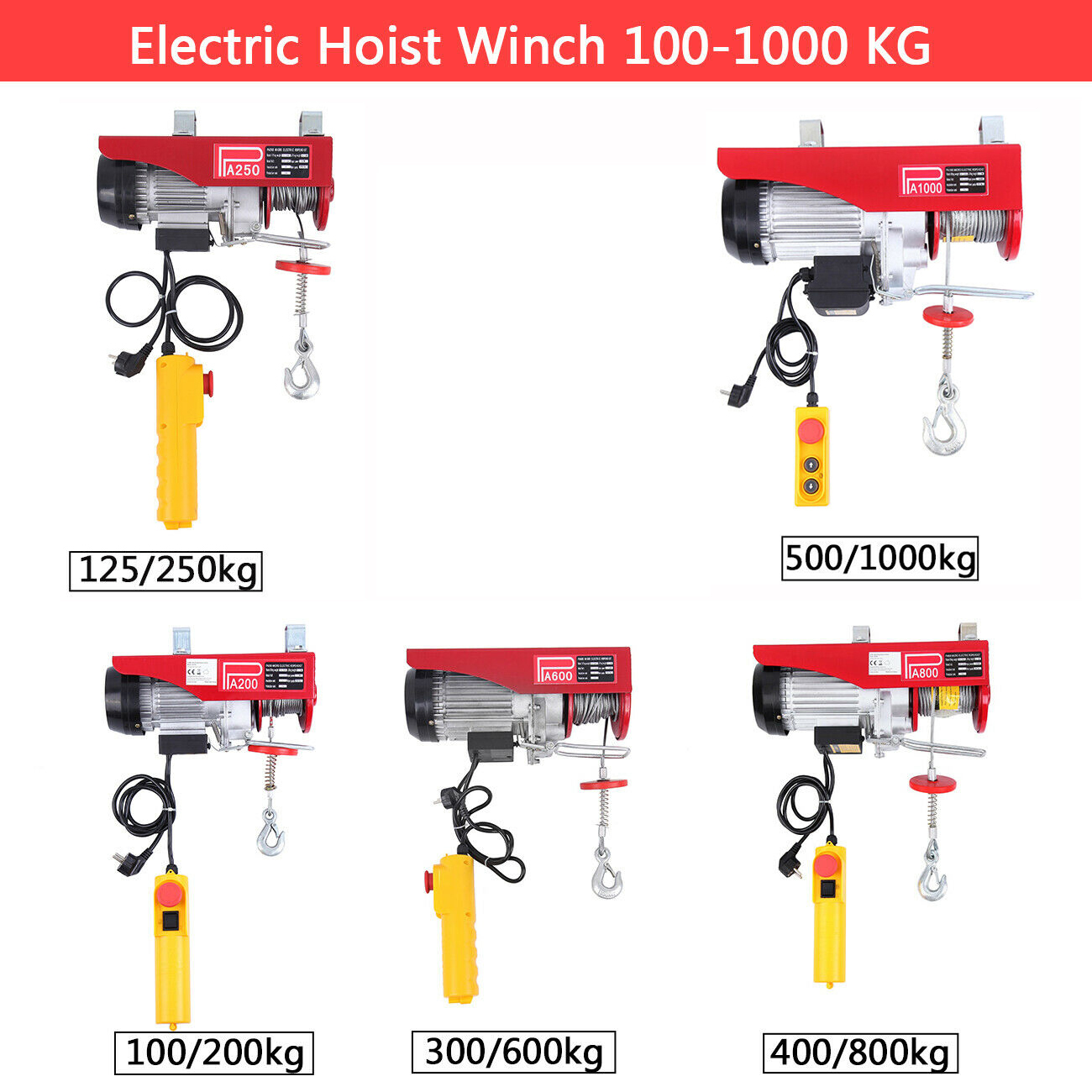 220V Electric Hoist Cable Winch Motor Rope Stroke Cable Hoist Winch Crane Lifting for Boat Car Wound Load 200 600 1000KG