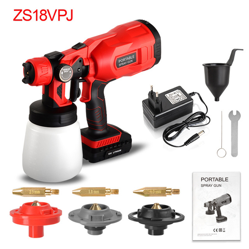 Electric Paint Spray Gun Tools 18V 550W 3 Nozzle Large Capacity Home Garden Portable Painting Sprayer Gun Airbrush