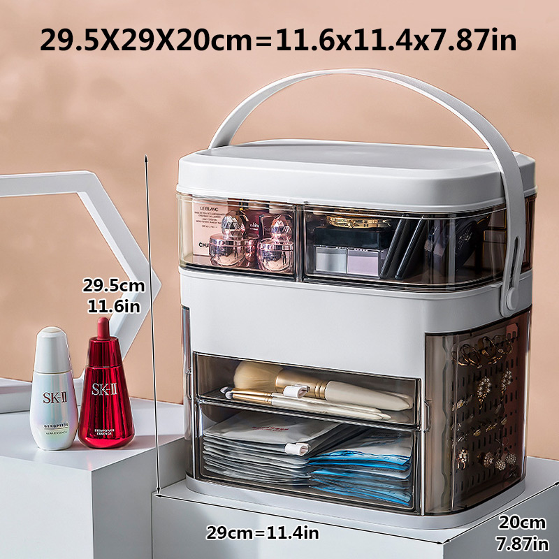 Multi-Layer Jewelry Box with Mirror Cosmetics Organizer Jewelry Display Casket Earrings Ring Boxes Jewelry Storage Box Gift Box