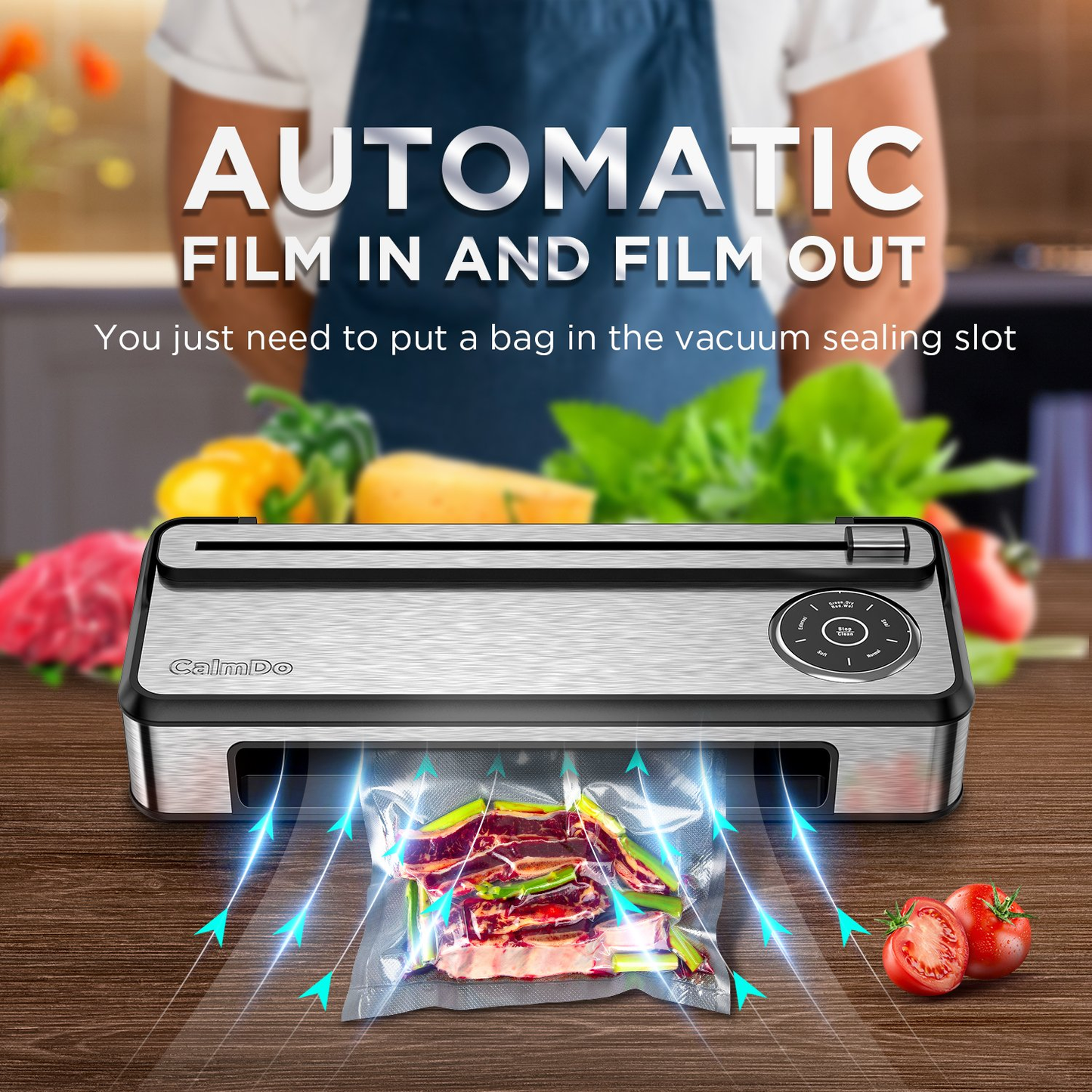 Automatic Vacuum Sealer Sous Vide with Vacuum Bags Packing Machine Vacuum Packer Package for Kitchen Food Keep Fresh