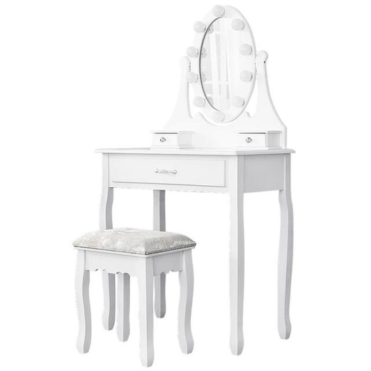 Nordic Dresser White Makeup Dressing Table Storage Organizer Cabinet LED Mirror Apartment Furniture Bedroom Furniture Hwc