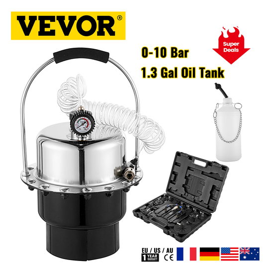 VEVOR Pneumatic Air Pressure Brake Bleeder Kit Car Brake Fluid Oil Change Tool with 5L Tank for Bleeding Brake and Clutch System