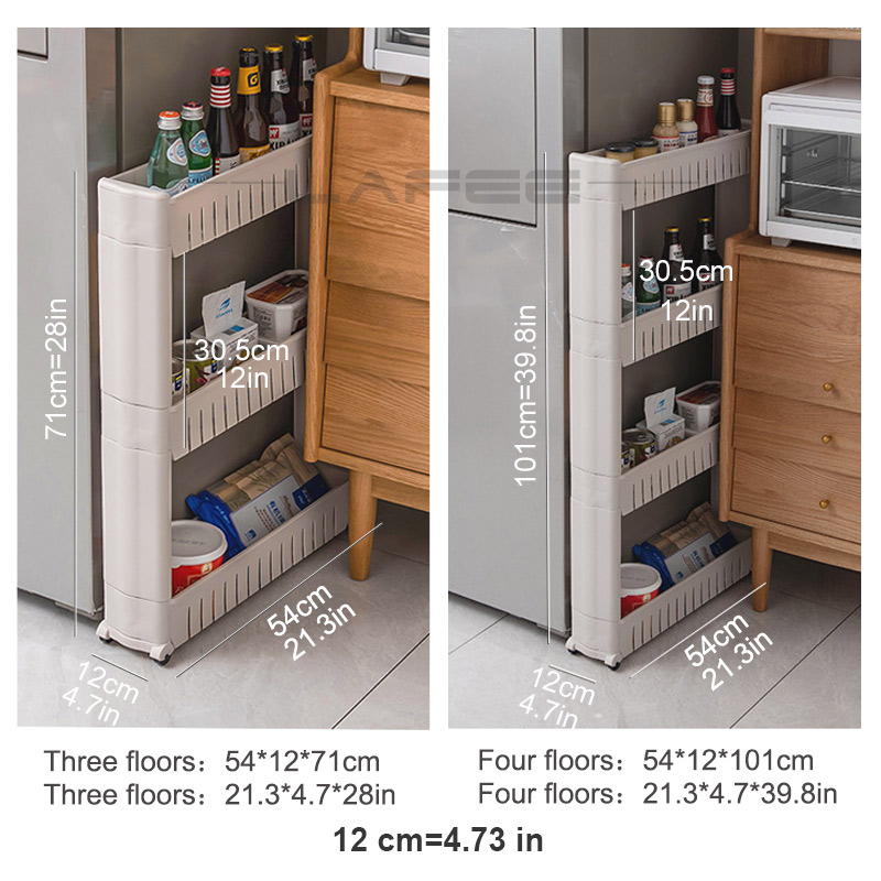 Mobile Storage Shelf Interspace Gap Shelf Kitchen Storage Shelf Bathroom Storage Rack Fridge Side Seam Finishing Rack