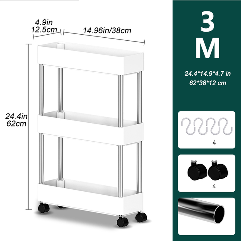 Mobile Storage Shelf Interspace Gap Shelf Kitchen Storage Shelf Bathroom Storage Rack Fridge Side Seam Finishing Rack