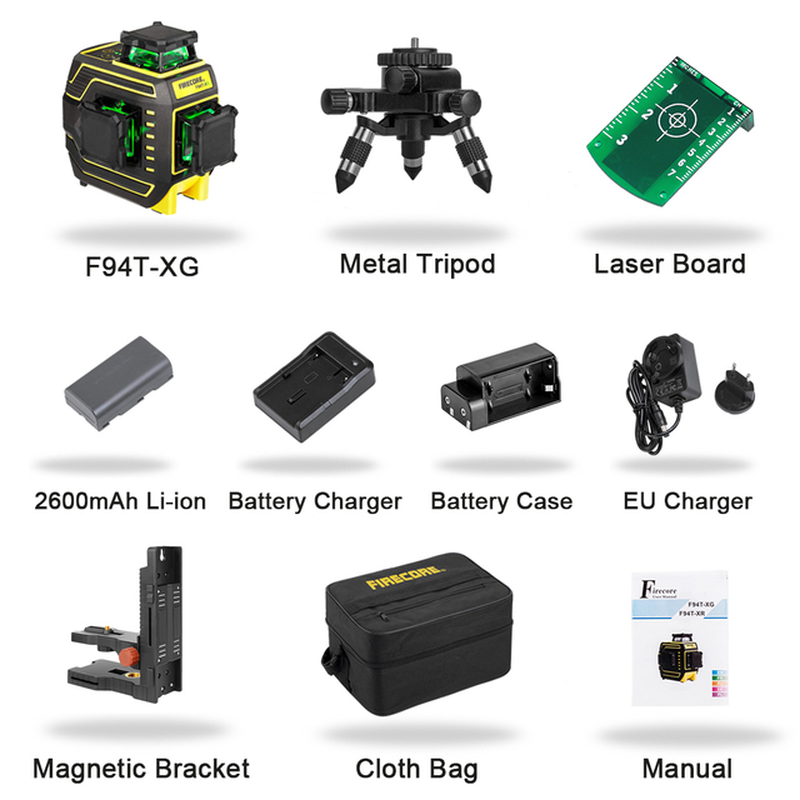 12 Lines Лазерный Уровень 3D Green Laser Level Self-Leveling 360 Horizontal and Vertical Nivel Láser(F94T-Xg)