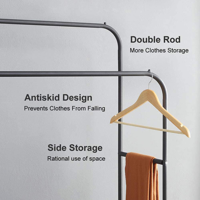 Coat Rack Garment Rack Free-Standing Clothes Hanger with Top Rod Clothes Shelves Storage Wardrobe Hanger Floor Cloth Drying Rack