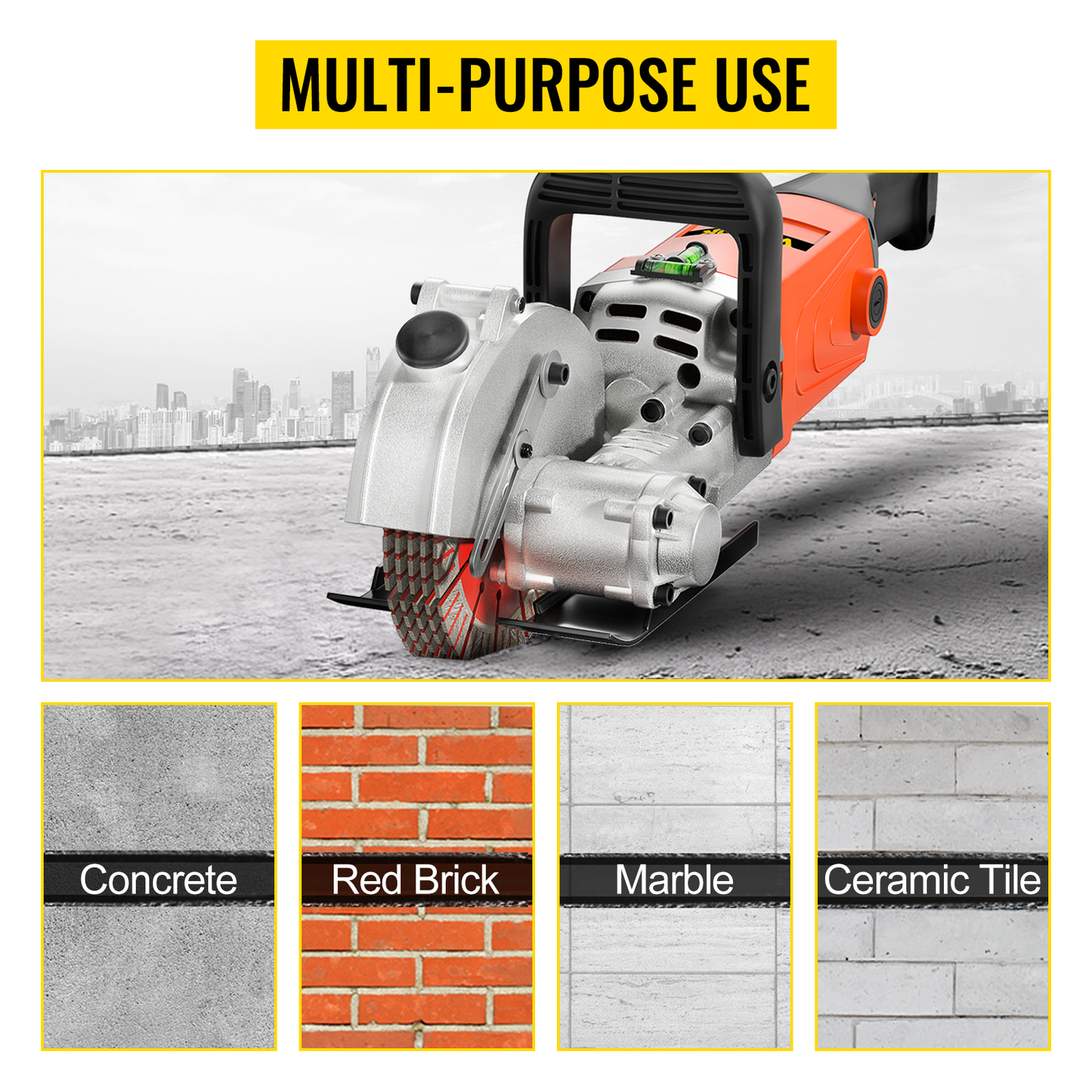 4KW Wall Chaser Concrete Brick Cutter 7500RPM Electric Seamless Groove Slotting Machine 125Mm Circular Saw Power Tool Set