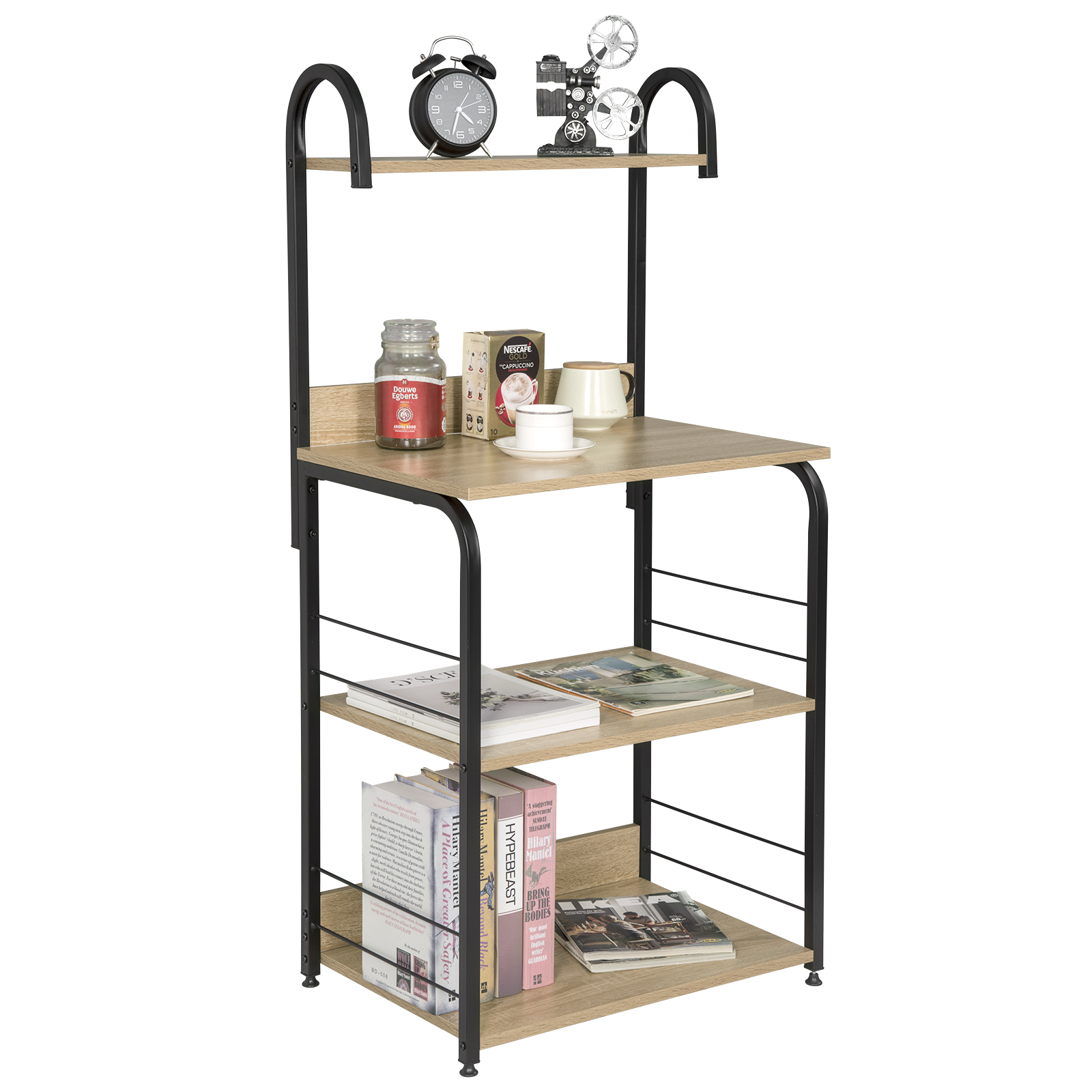 Metal Bookshelf Multifunctional Storage Rack Microwave Oven Shelf Kitchen Bathroom Shelf Household Storage Rack 60X40X125, 5Cm