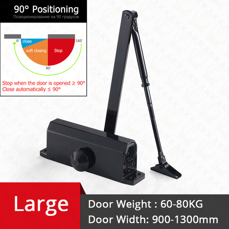 Automatic Door Closer 2 Spring Hydraulic Buffer Adjustable Door Stopper Speed Mute Closing for 25 to 80KG Door Hardware