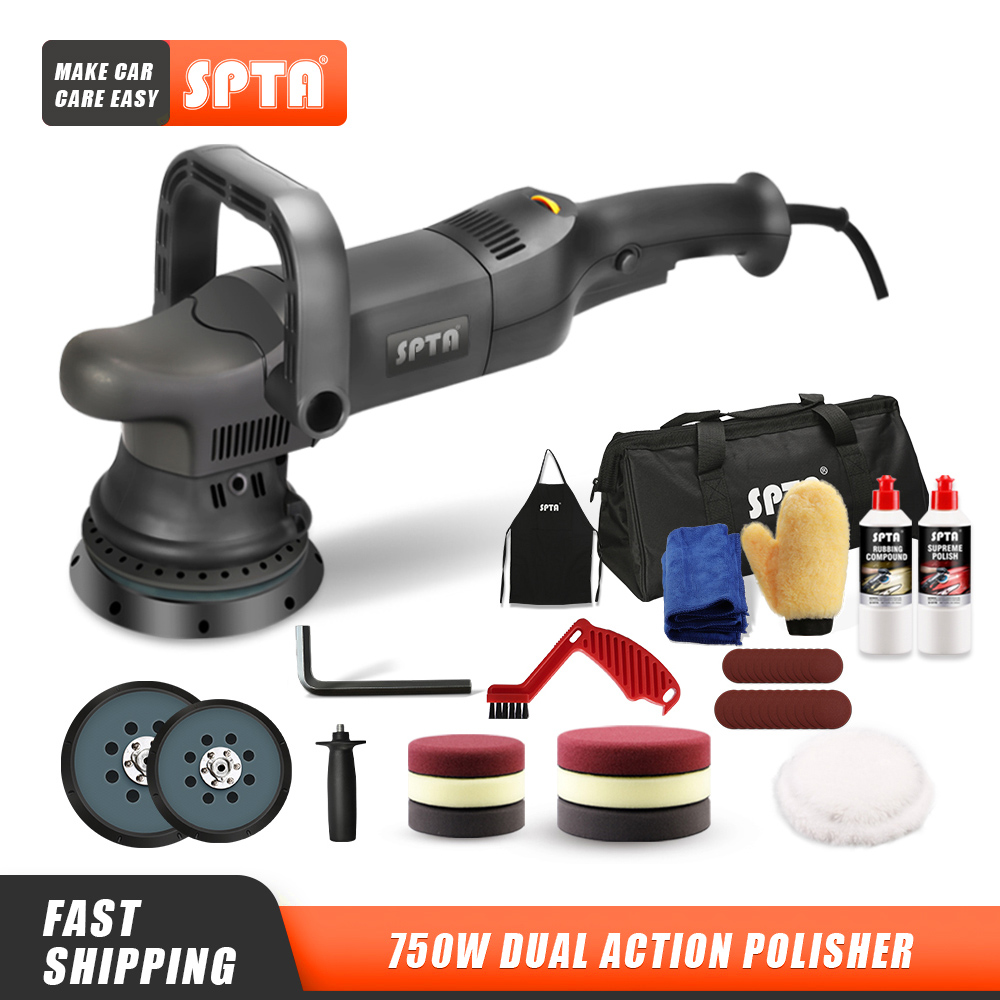 5Inch 750W Dual Action Polisher Orbit 15Mm Auto Polisher DA Car Polisher Home DIY Polisher with Waxing Polishing Pads Set