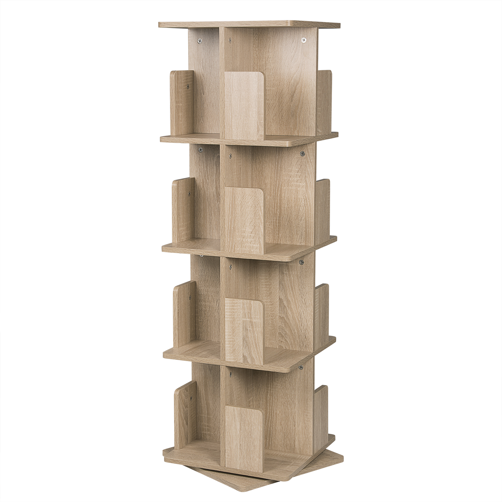 2 Tier Rotating Bookshelf Solid Wood 360 Revolving Bookcase Floor