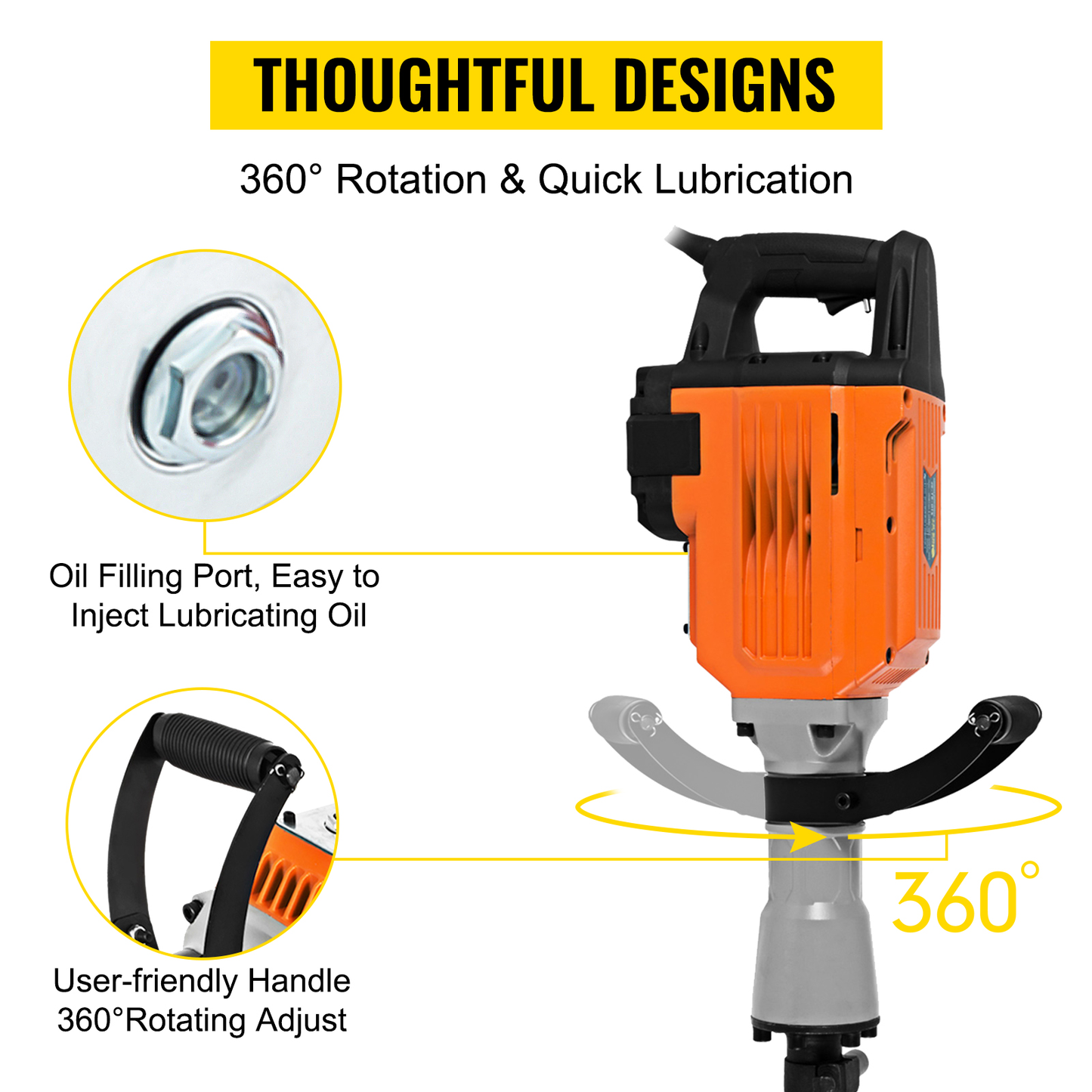 Demolition Jack Multifunctional Rotary Hammer 1500W 2200W 3600W Ground Breaking Concrete Electric Hammer Tool Impact Drill