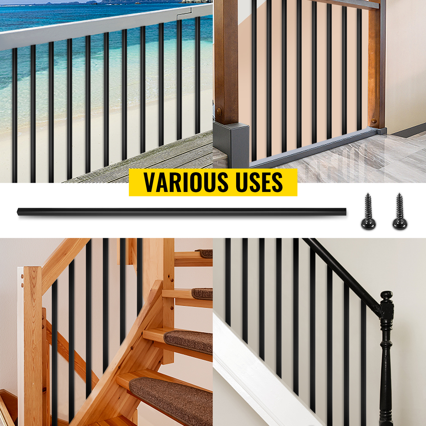 Deck Balusters Metal Deck Spindles 16/10/26/51 Pack 44 /32.25 Inch Iron Stair Railing Building & Hardware Home & Garden