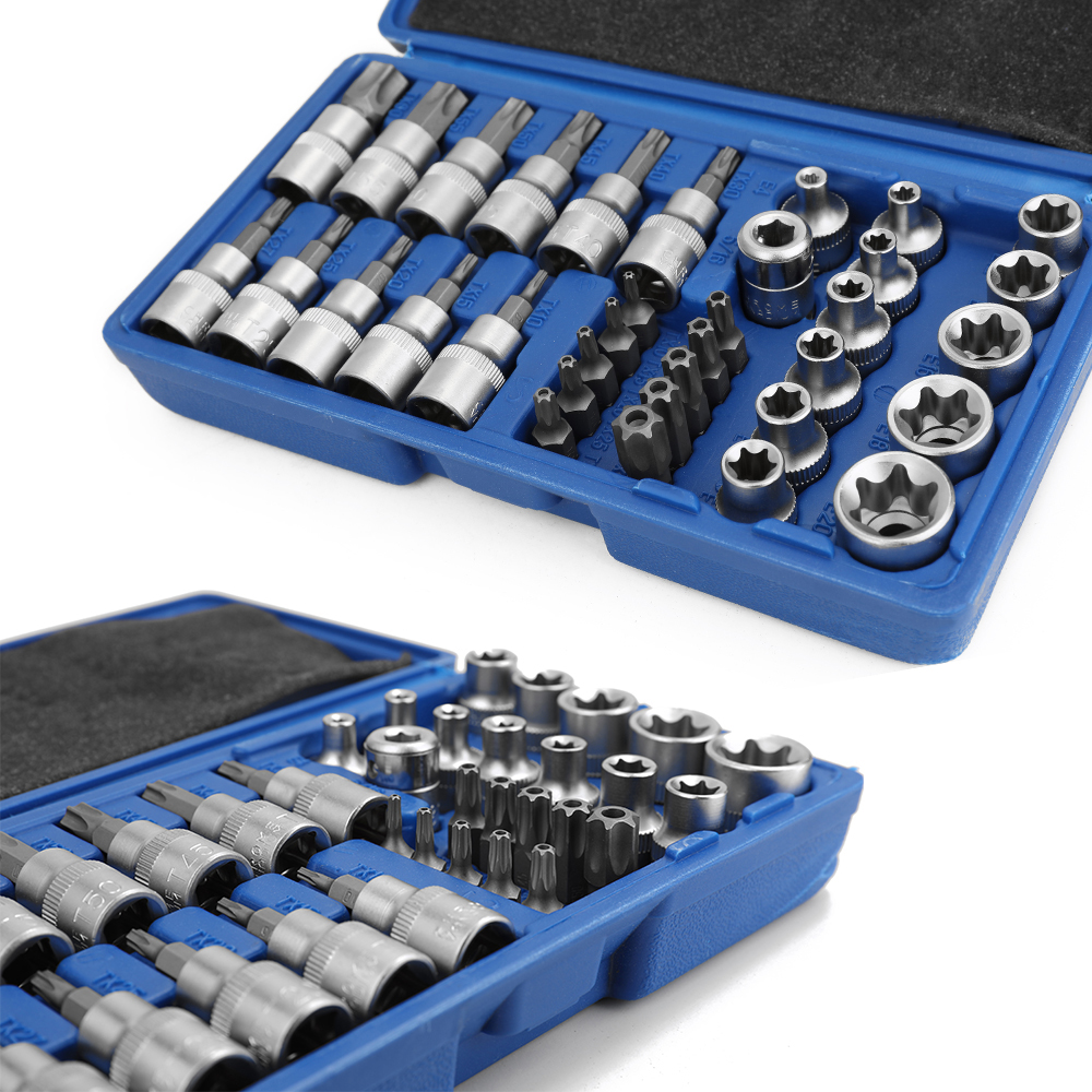 New 34PCS Chrome Vanadium Steel Pressure Batch Sleeve Group Sets Sleevehead Machine Motor Socket Set Wrench Female Torx Male