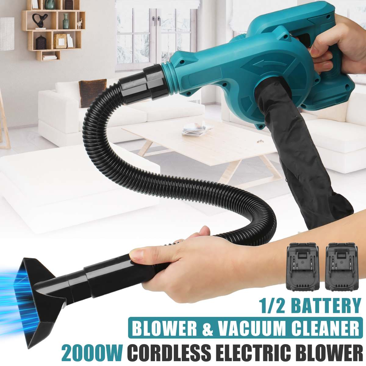 2000W Cordless Electric Air Blower & Suction Handheld Leaf Computer Dust Collector Cleaner Power Tools for Makita 18V Battery