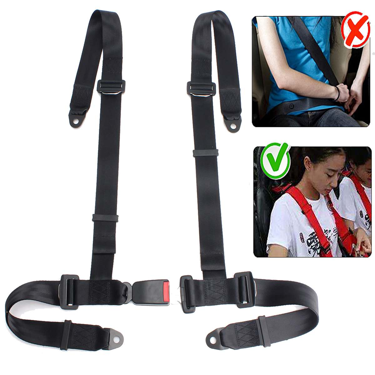 Universal 3 4 Point Fixing Quick Release Racing Car Seat Belt Harness Adjustable Harness Safe Shoulder Strap