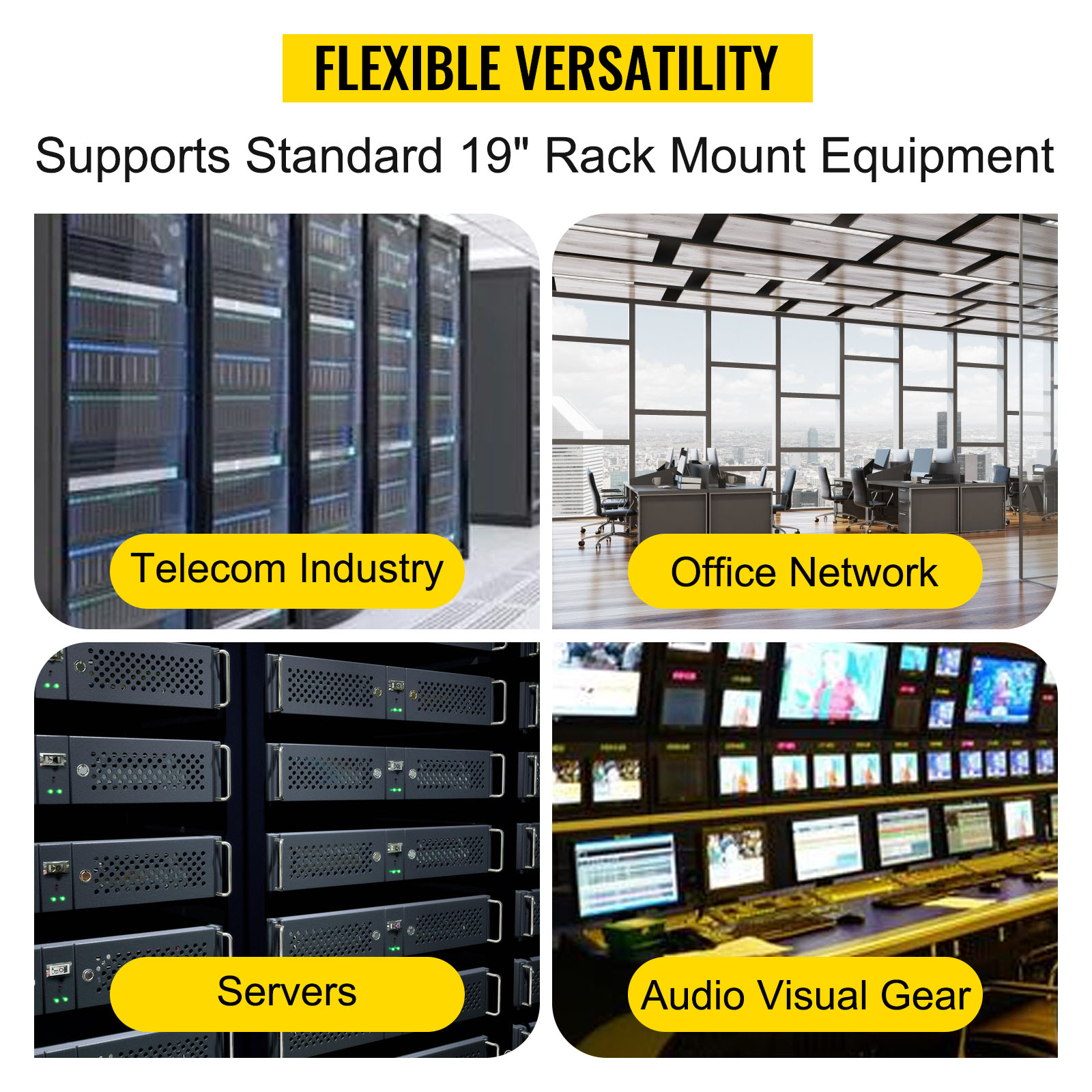 Open Frame 4-Post Network Server Rack 25 U Design Cold-Rolled Steel Rack 1200 LBS Load Capacity with 4 Casters for Server