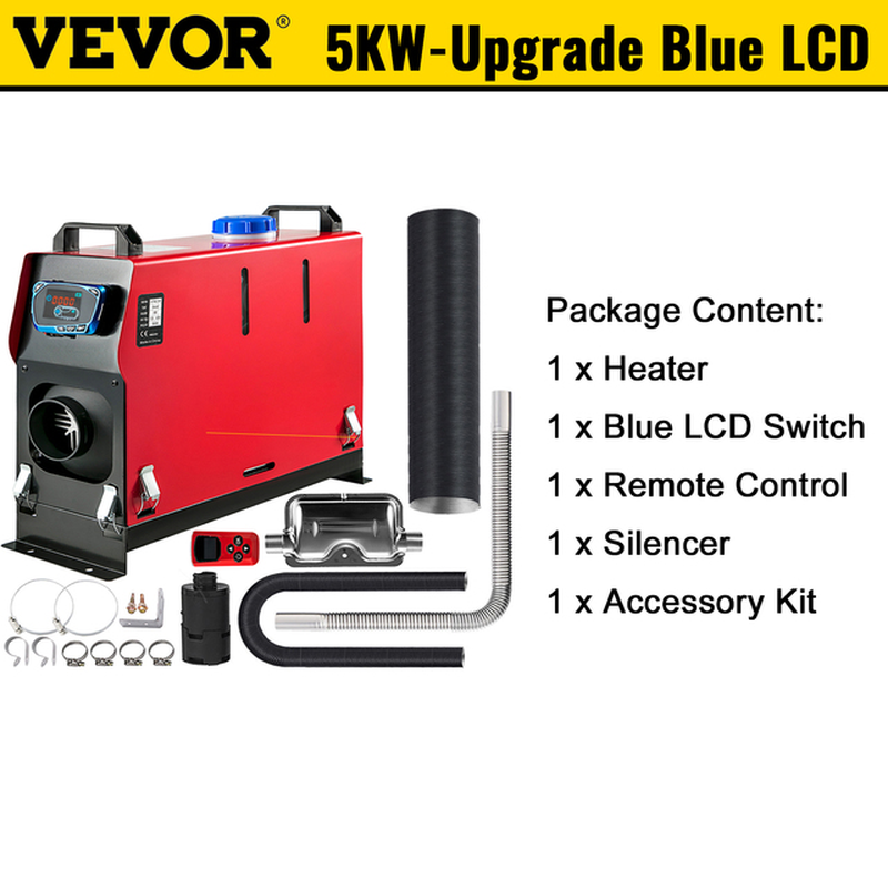 5KW Diesel Air Heater 12V All in One with LCD Switch & Remote Control Muffler Parking Suitable for Truck Boat Car Trailer