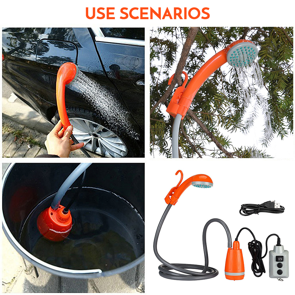 Portable Camping Shower with 20L Collapsible Water Bucket Outdoor Shower Pump Rechargeable Shower Head for Camping Traveling