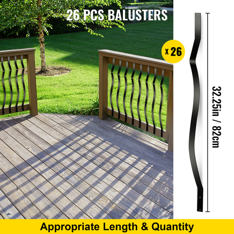 Deck Balusters Metal Deck Spindles 16/10/26/51 Pack 44 /32.25 Inch Iron Stair Railing Building & Hardware Home & Garden