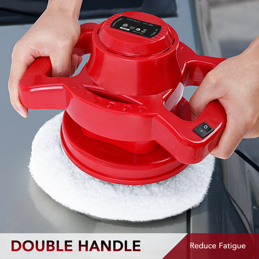 10-Inch Random Orbital Car Polisher 3200RPM Two-Handle Buffer Waxer with Polishing Waxing Pads and Gloves for Car Sanding