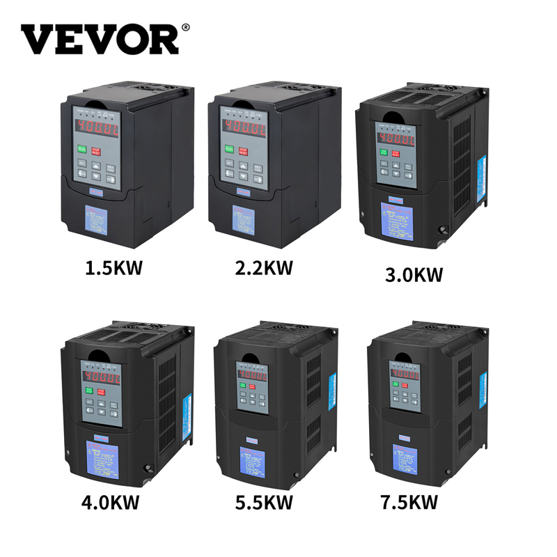 VEVOR VFD Frequency Inverter 1.5/2.2/3.0/4.0/7.5KW 220V 3 Phase Variable Speed Drive Frequency Converter for CNC Milling Machine