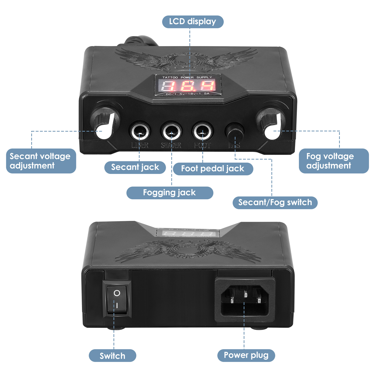 EU US Stock Rotary Tattoo Pen Machine Kit, Professional Tattoo Pen with 20 Colors Tattoo Paints, 10Pcs Cartridges Needles