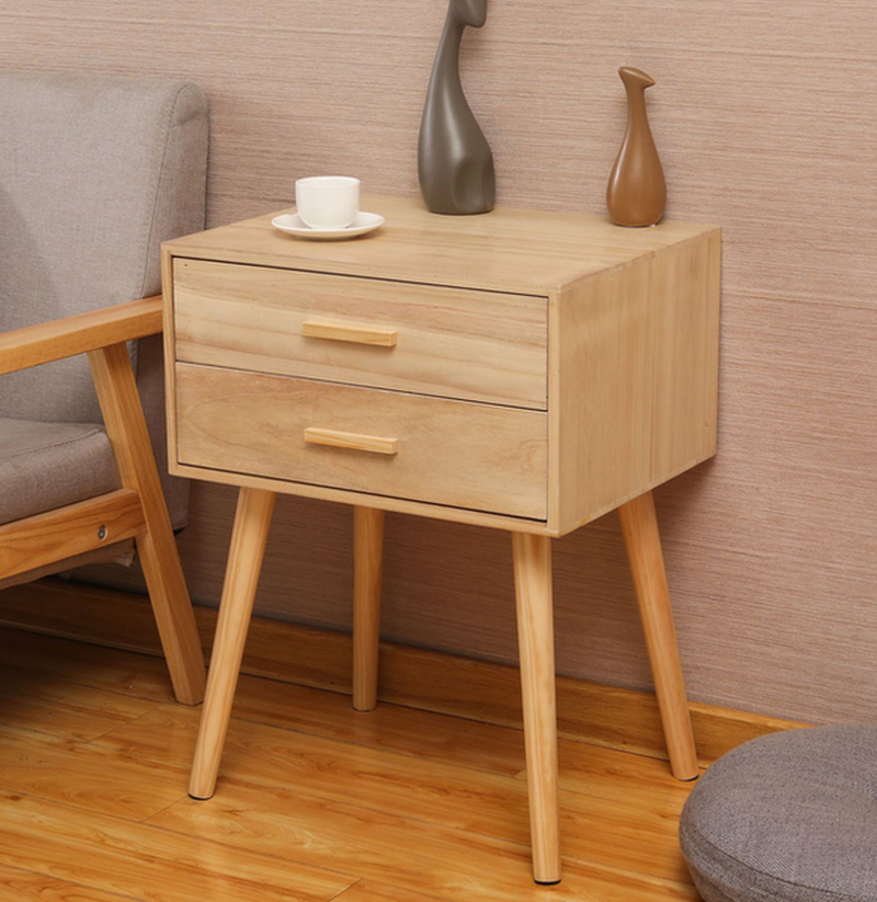 Nightstand Wooden Solid Bedside Cupboard Book Shelf Cabinet Bedroom Furniture Nightstands Makeup Dresser Table De Chevet HWC