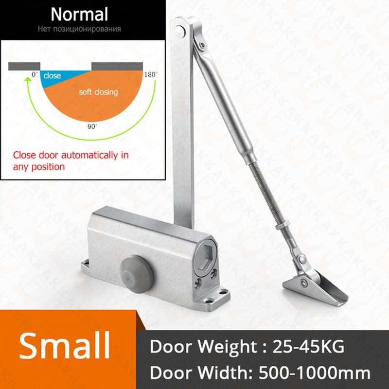 Automatic Door Closer 2 Spring Hydraulic Buffer Adjustable Door Stopper Speed Mute Closing for 25 to 80KG Door Hardware